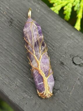 Handcrafted Purple Amethyst Tree Wire-Wrapped Pendant